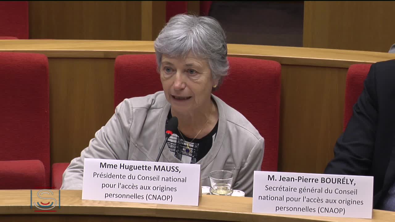 Audition de Mme Huguette Mauss, présidente du Conseil National pour l’accès aux origines personnelles (CNAOP).